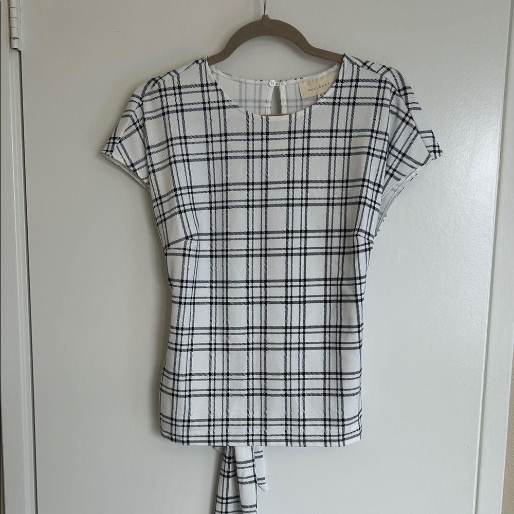 Madewell Black and White Checkered Short Sleeve Top